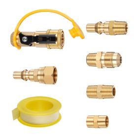 VEVOR RV Propane Quick Connect Fitting Adapter Valve, 7 Pieces
