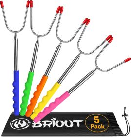 Extendable Marshmallow Roasting Sticks- Extra Long 45'' Stainless Steel Smores Sticks for Fire Pit, Smore Skewers Hot Dog Fork Campfire Accessori