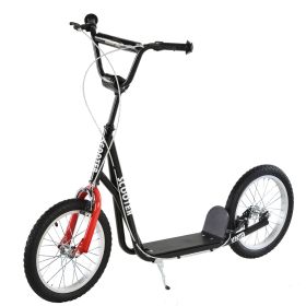 Kids Kick Scooter for 5+ Year Old, Kids Ride on Toy w/ 16'' Inflatable Wheel Dual Brakes, Black