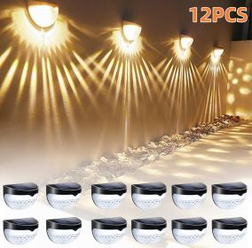 6 Pack Solar Fence Lights Outdoor Waterproof  Solar Powered Deck Step Stair Post Wall Lights Outdoor Lighting For Deck  Black (Option: Warm Lights-12PCS)