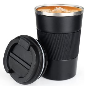 1pc; Stainless Steel Vacuum Insulated Tumbler; Coffee Travel Mug Spill Proof With Lid; Thermos Cup For Keep Hot/Ice Coffee; Tea And Beer (Color: black, Capacity: 13oz)