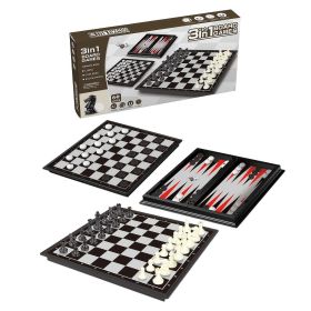 3 In 1 Game Magnetic Travel Chess Game, Foldable Portable Chess Board Game for Kids, Entertaining Road Trip Toys, Travel Games (Style: NO-138)