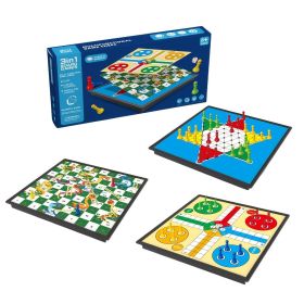 3 In 1 Game Magnetic Travel Chess Game, Foldable Portable Chess Board Game for Kids, Entertaining Road Trip Toys, Travel Games (Style: NO-158)